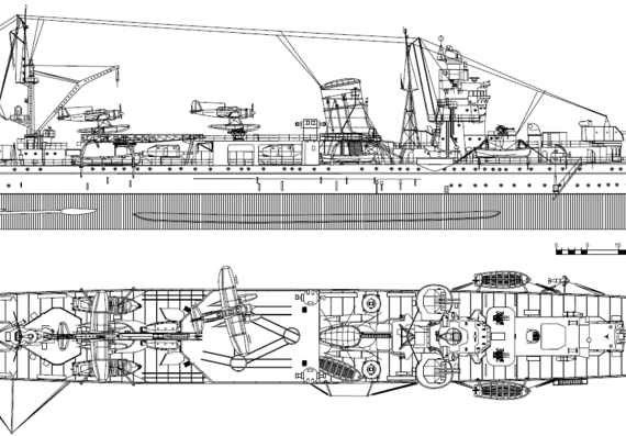 Корабль IJN Agano [Light Cruiser] (1942) - чертежи, габариты, рисунки